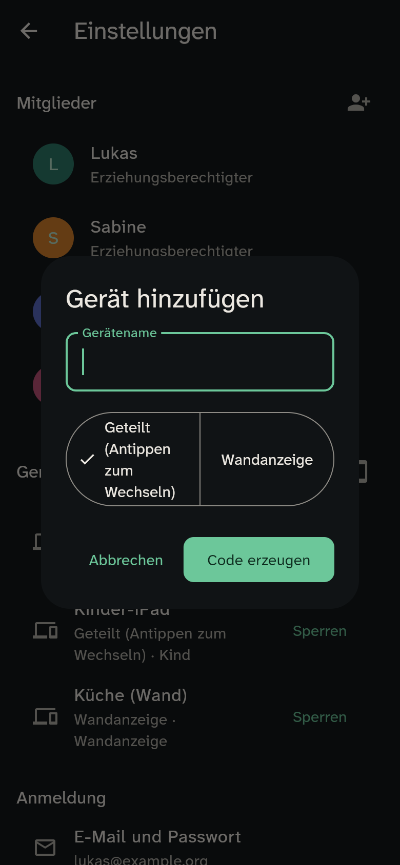 Dialog „Gerät hinzufügen“