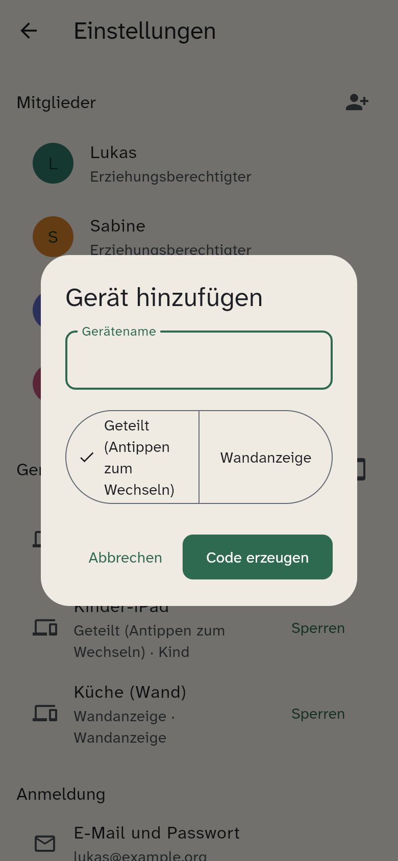 Dialog „Gerät hinzufügen“