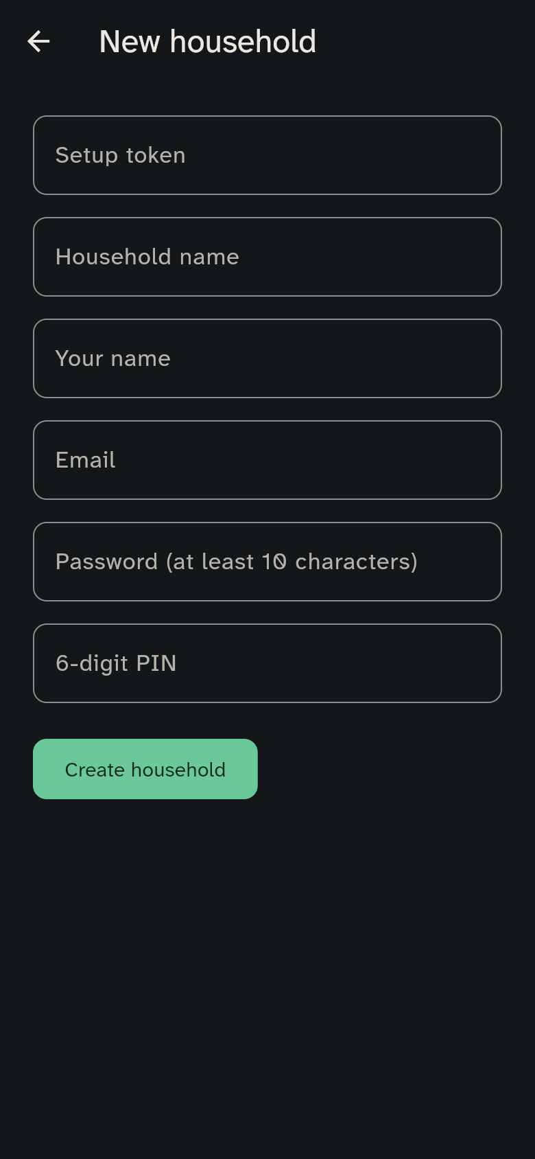The “New household” form