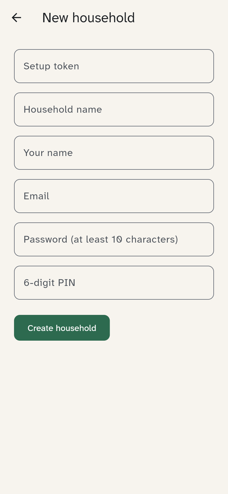 The “New household” form