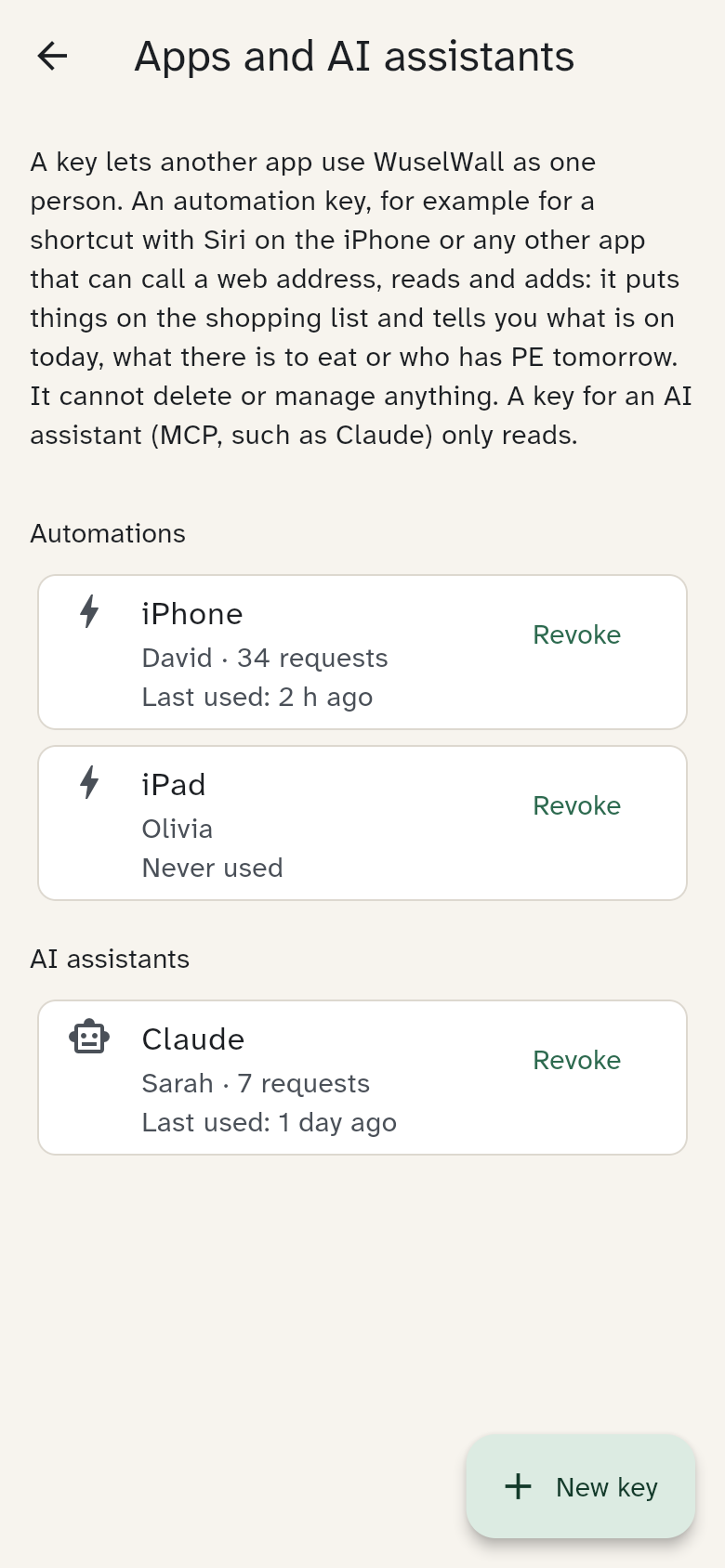 Settings → Apps and AI assistants with two keys