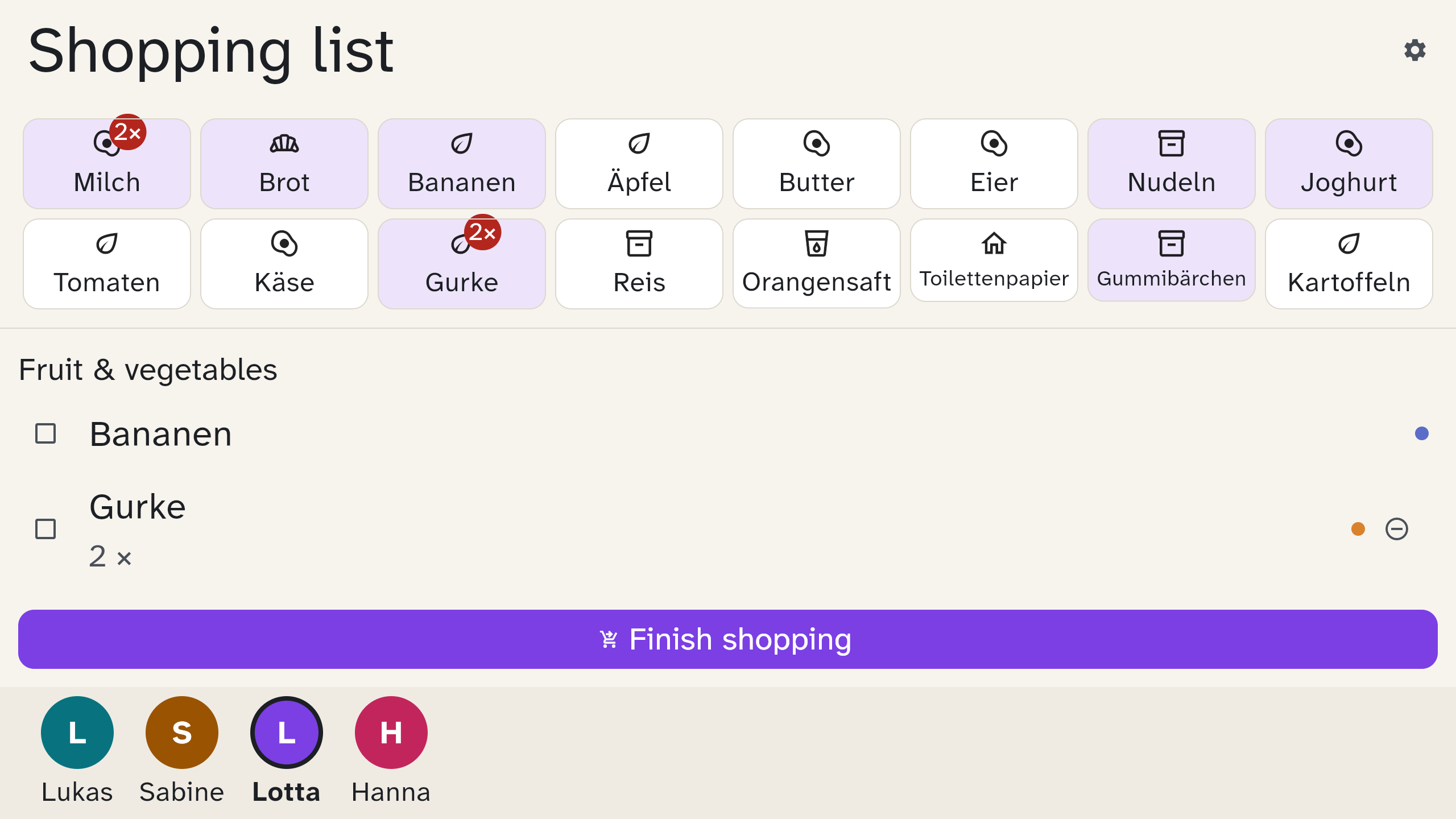 Wall display with the shopping list