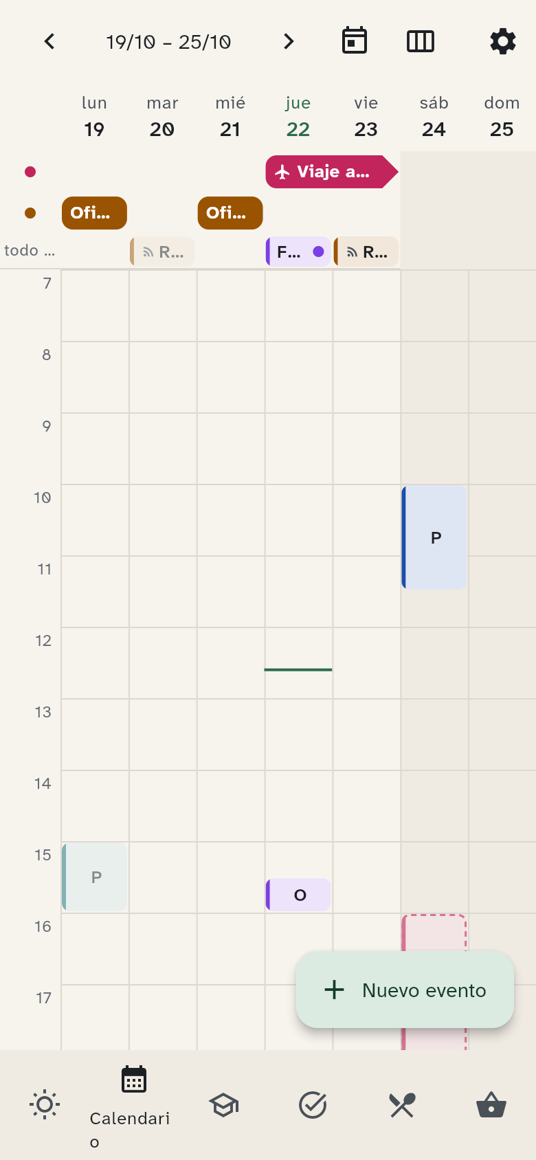El calendario en el móvil y su selector de vista