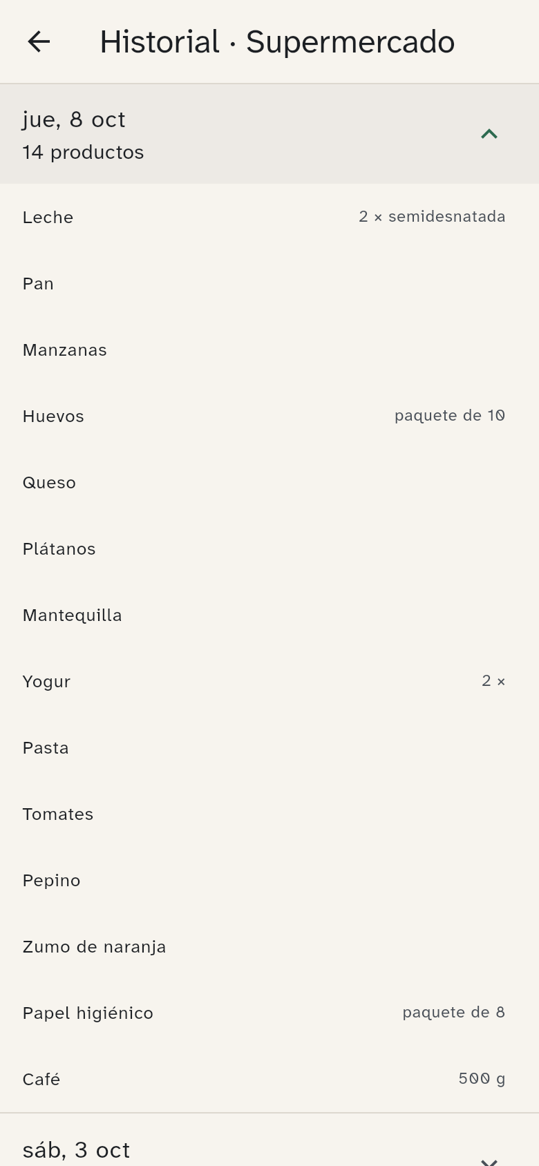Dos compras terminadas en el historial