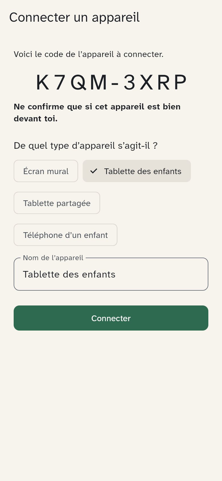 L’approbation du nouvel appareil sur le téléphone d’un parent
