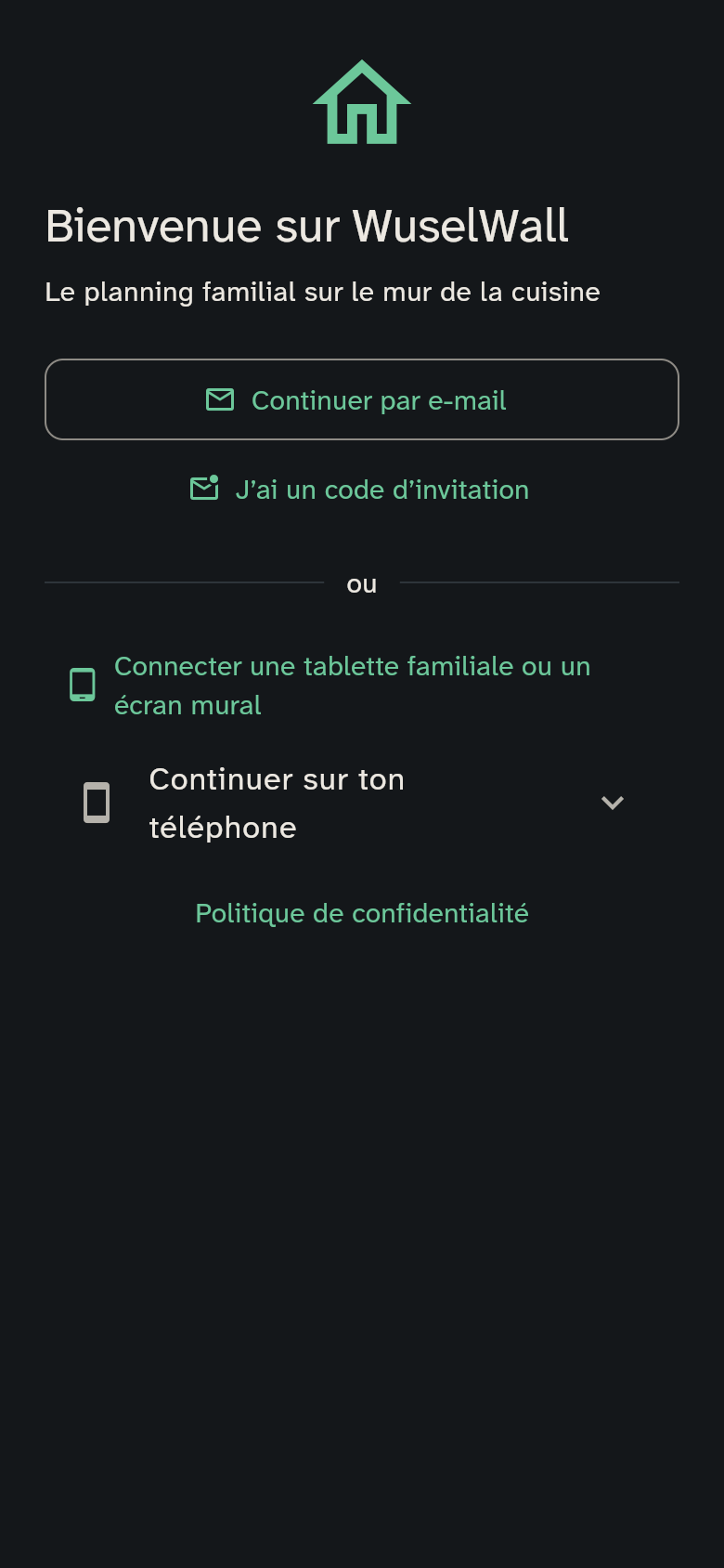 L’écran d’accueil de WuselWall