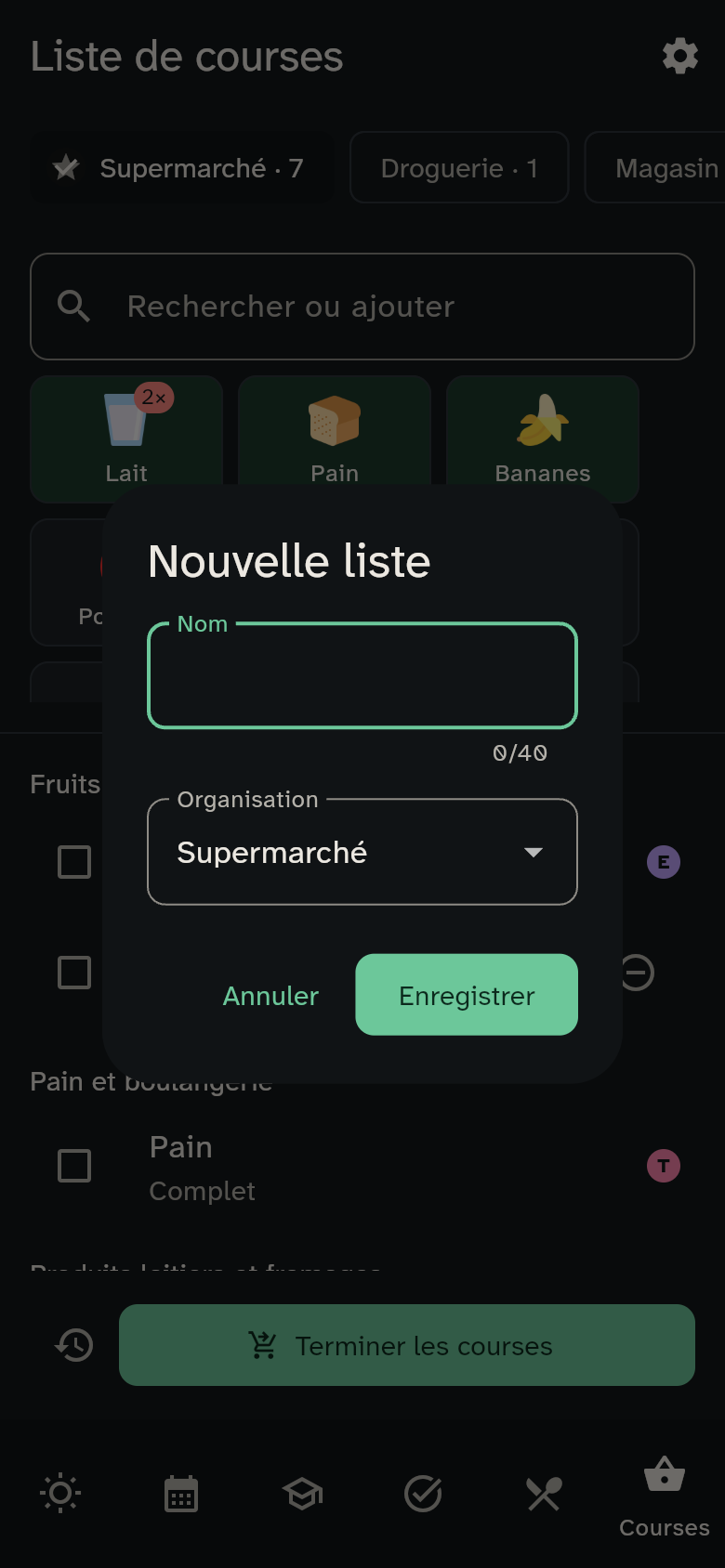 La création d’une nouvelle liste
