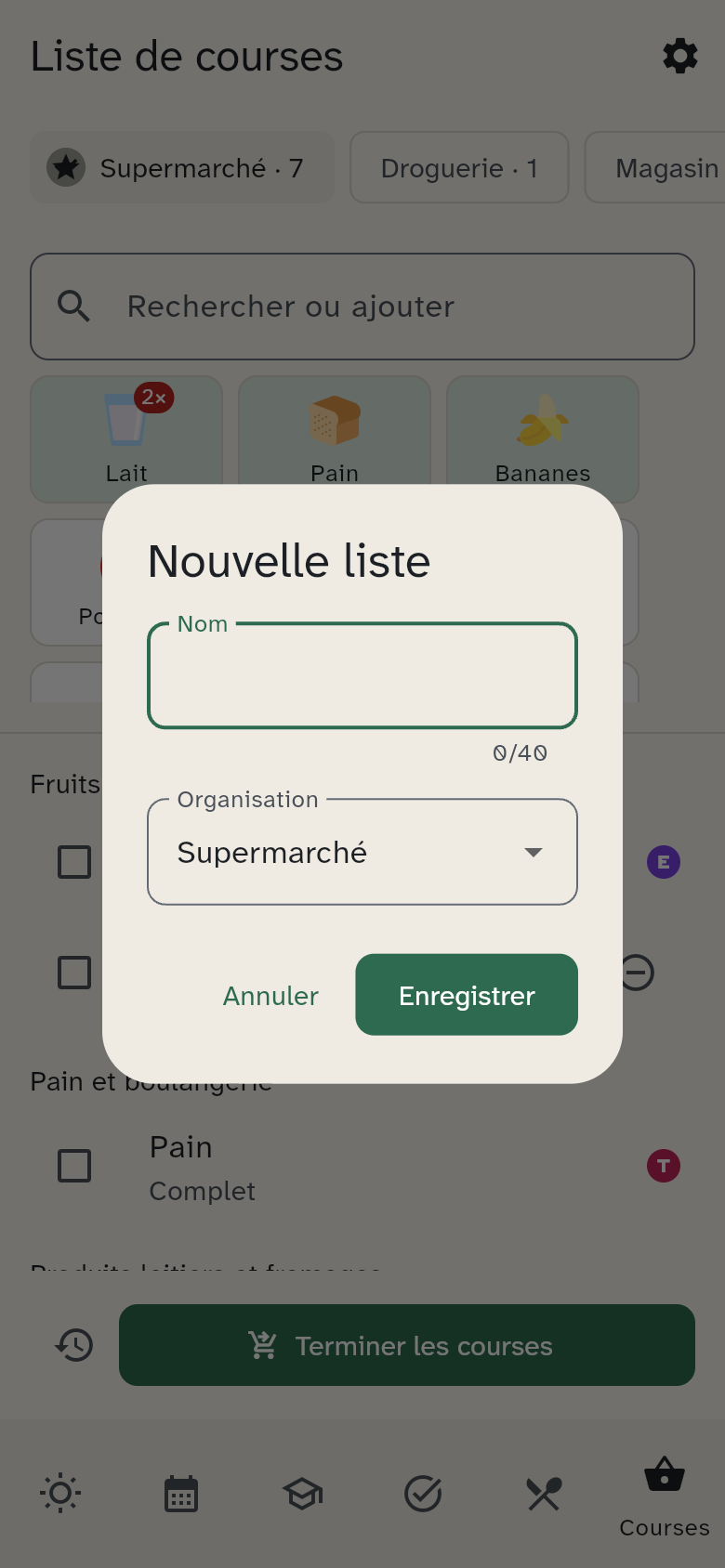 La création d’une nouvelle liste
