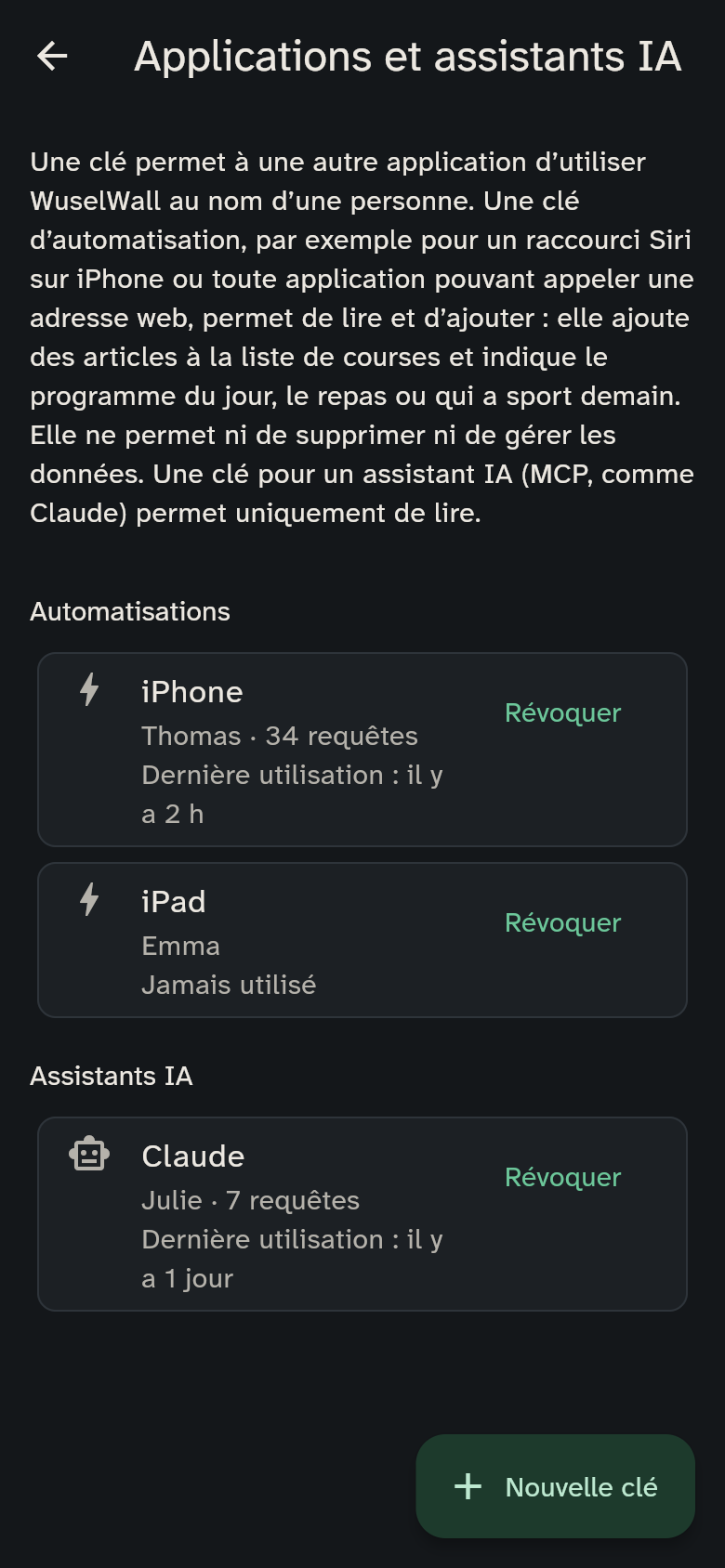 Les clés d’automatisation et d’assistants dans les paramètres