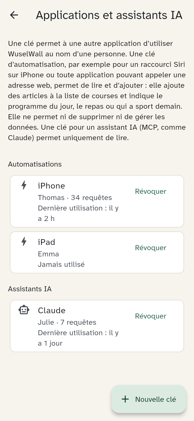 Les clés d’automatisation et d’assistants dans les paramètres