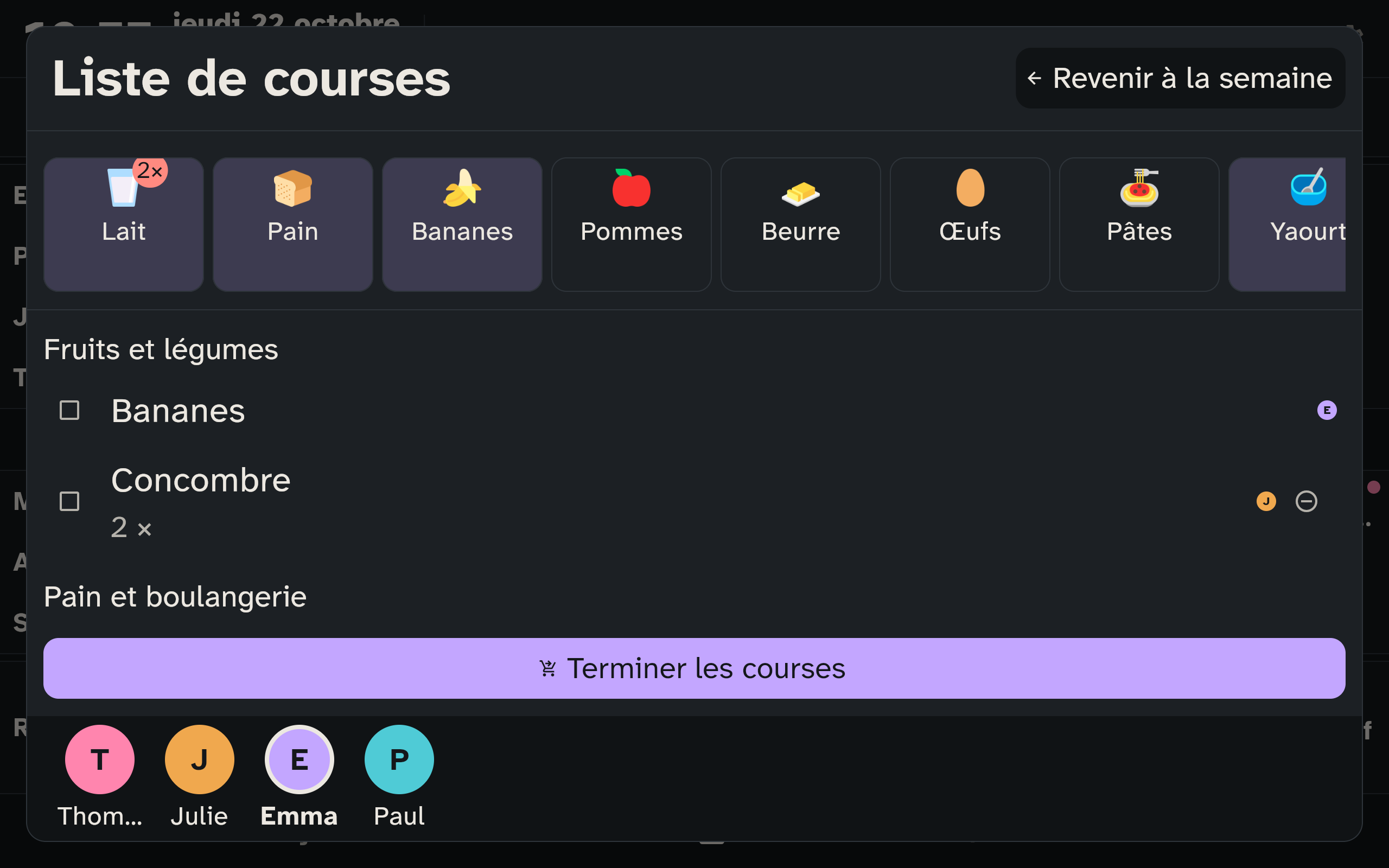 Les courses sur l’écran mural