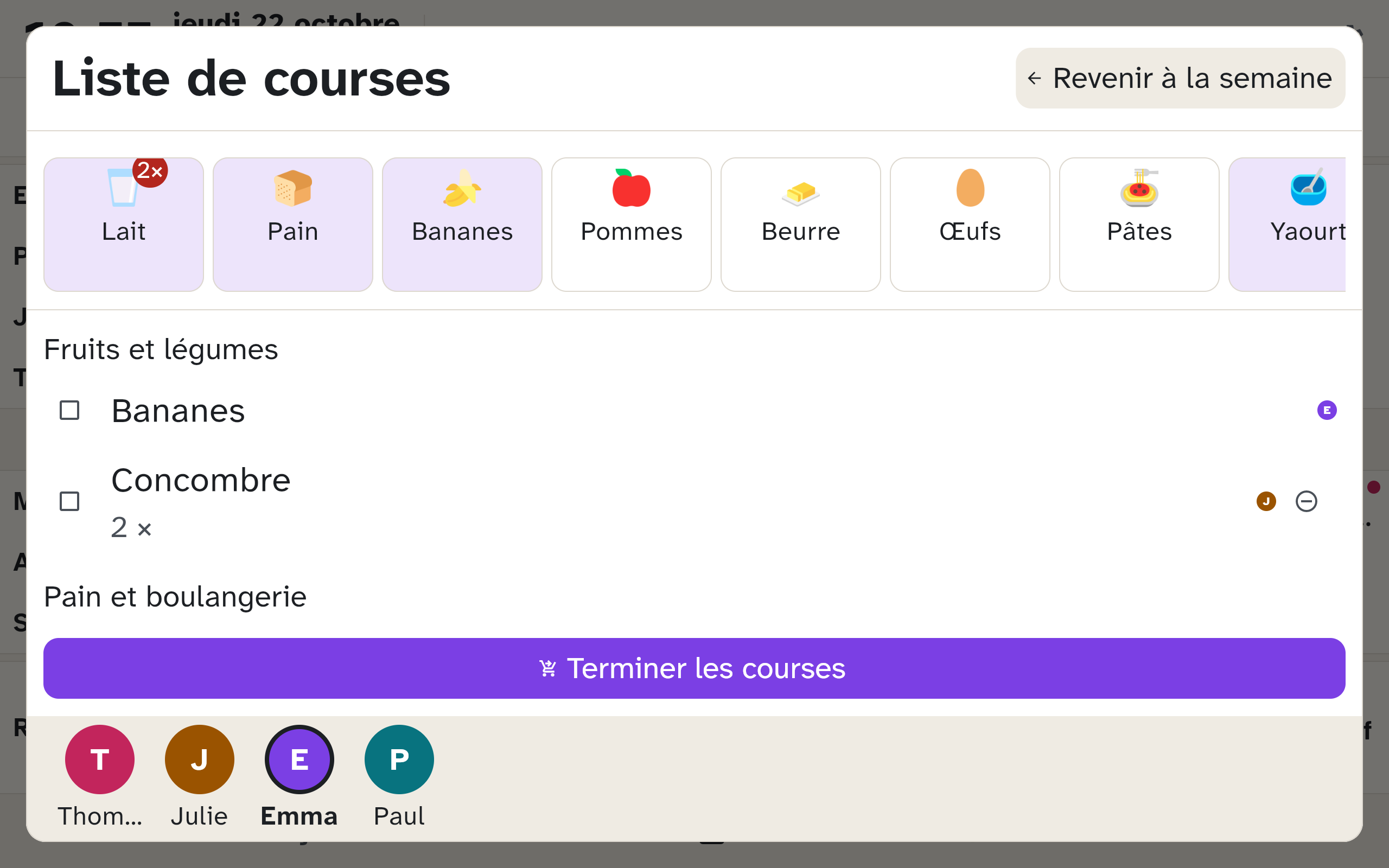 Les courses sur l’écran mural